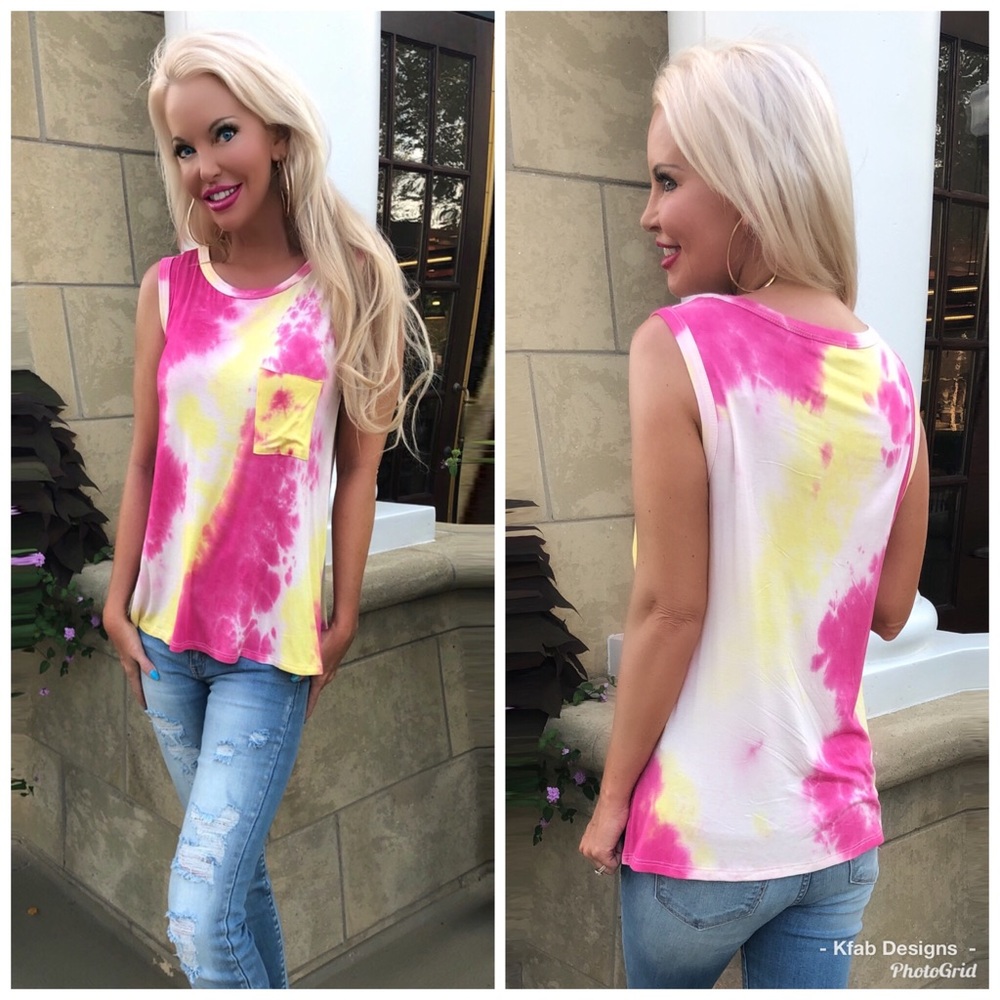 🛍AVAILABLE!! Tie Dye Pocket Sleeveless Top! - Picture 5 of 5
